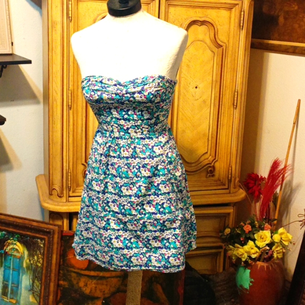 Womens Sleeveless Dress flower print Pockets Zipper back AE Outfitter sz 0 S